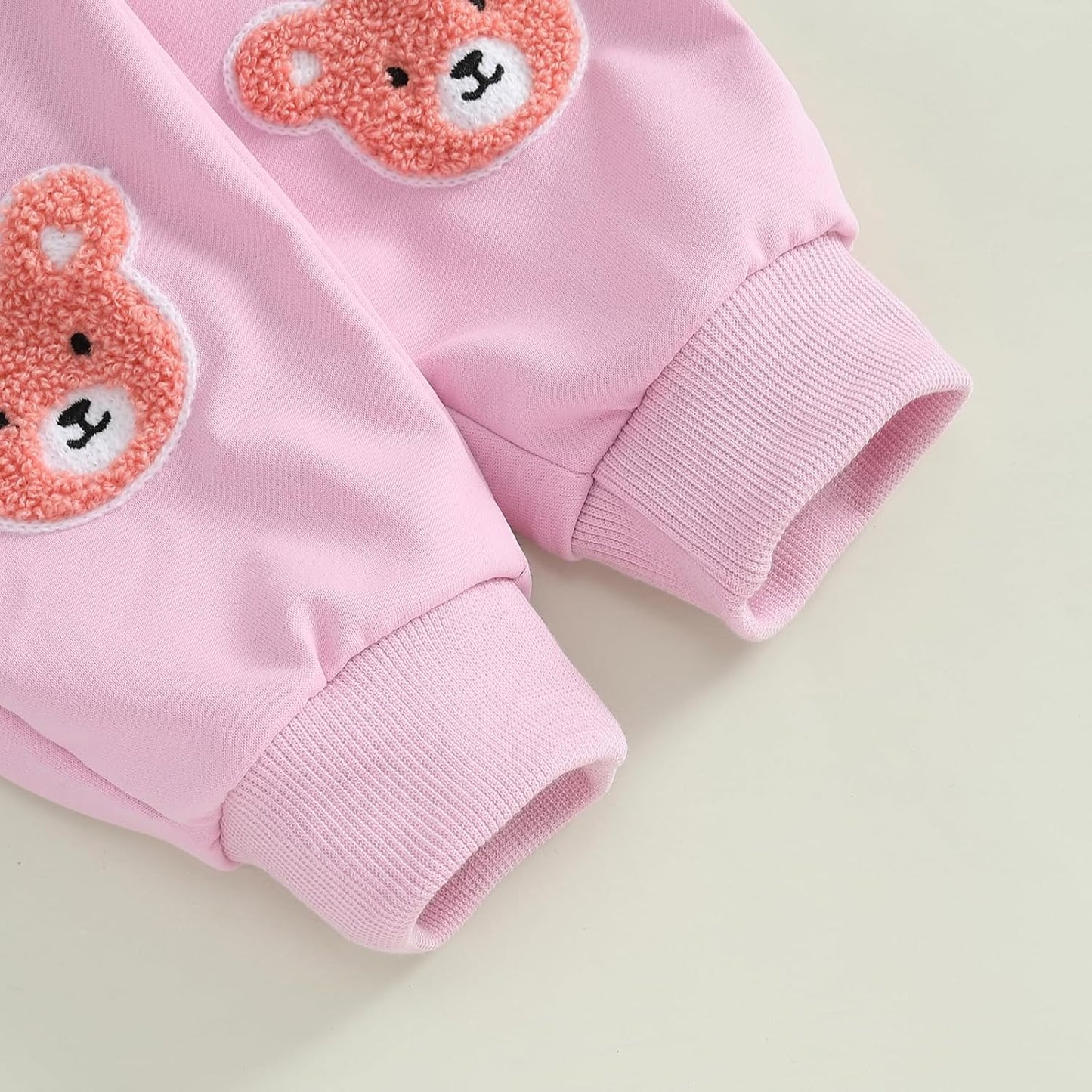 WZTYYDS Toddler Baby Girl Fall Winter Clothes Bear Embroidered Long Sleeve Sweatshirt Pants Outfits Set 2Pcs Sweatsuit