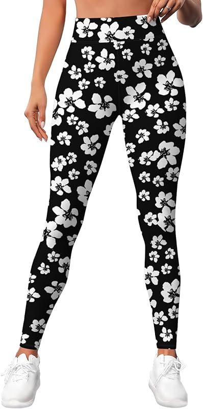 Leggings for Women Workout Funny Printed Gym Athletic Womens Yoga Pants Camo Print Legging Camouflage Floral Tropical Pants