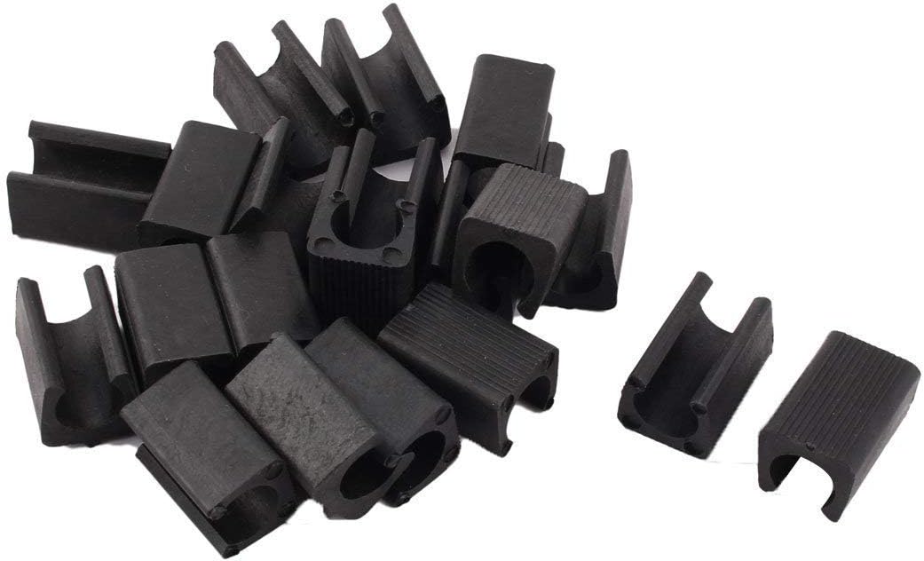 RANIT 20Pcs Slot Width Max 12mm Chair Foot U Shaped Floor Glides Tubing Caps Cover,Fit Furniture Leg Dia 12mm Black