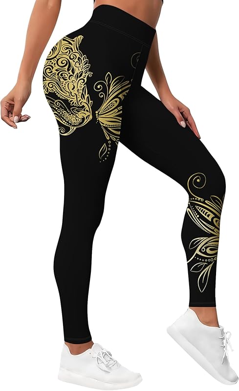 Leggings for Women Workout Funny Printed Gym Athletic Womens Yoga Pants Camo Print Legging Camouflage Floral Tropical Pants