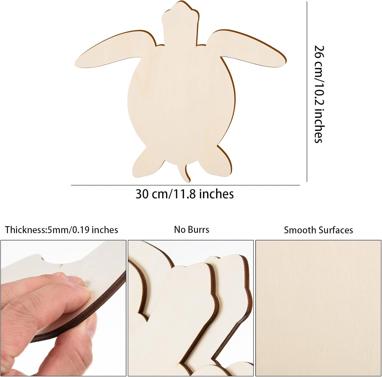 8 Pcs Wooden Turtle Cutouts 11.8 x 11 Unfinished Wood Sea Turtle Shape Cutouts Blank Wooden Sea Animal Slices Ornaments for DIY Crafts Sea Ocean Beach Theme Party Home Decoration