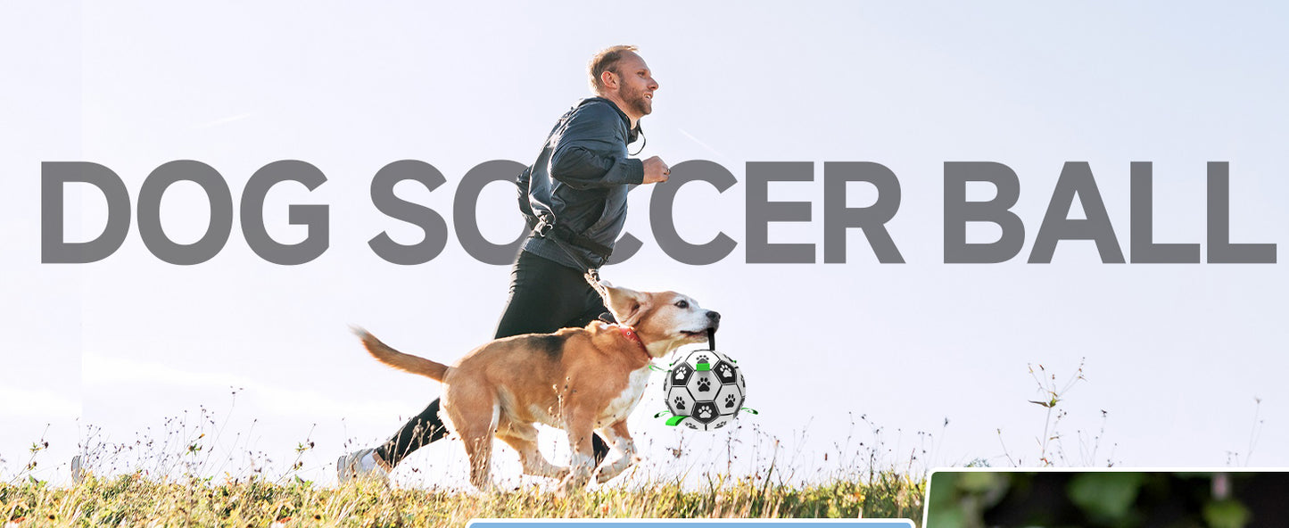 QDAN Dog Toys Balls, Dog Soccer Ball with Straps, Dog Birthday Gifts, Herding Ball, Durable Dogs Balls for Small Medium Pet, Puppy Outdoor Water Toy, World Cup Soccer (6 Inch)