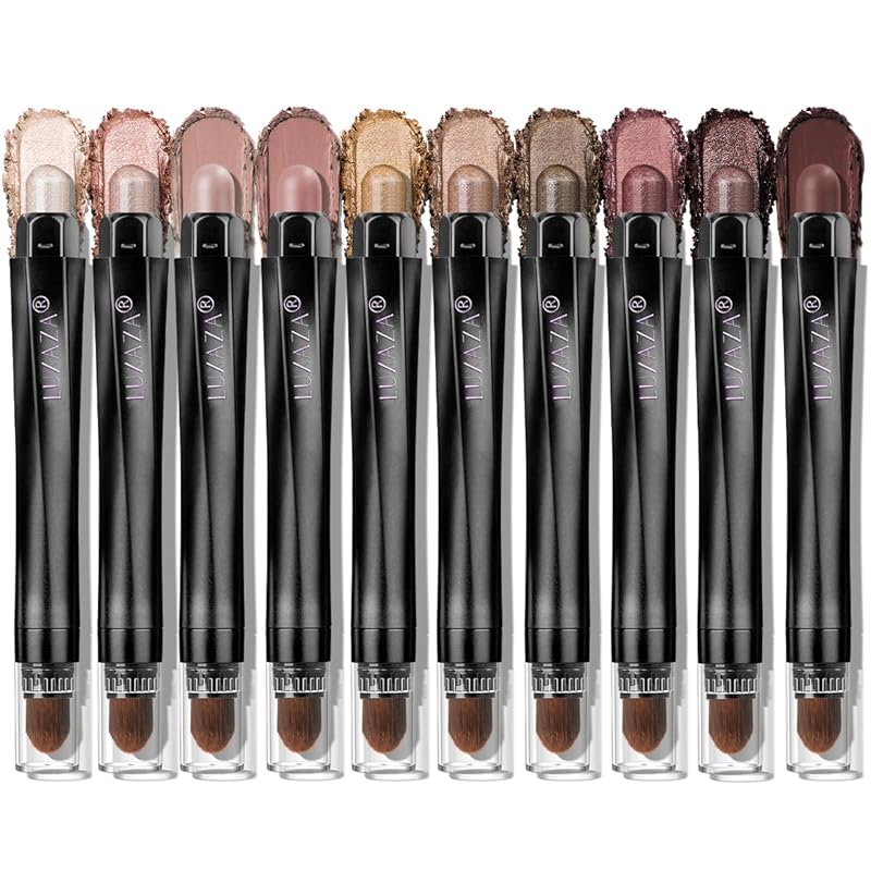 10PCS Eyeshadow Stick,Shimmer And Matte Brown Metallic Cream Eyeshadow Pencil Crayon with Smudge-proof & Waterproof, Eye Brightener Stick, Ideal Gift for Women- Love's Gifts