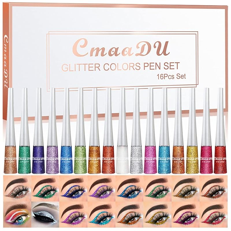 evpct 2Pcs White Black Liquid Eyeliner Set Waterproof White Eye Liners for Women Eyes Wing Eyeliner Stamps Shapes Colored Eyeliner delineador de ojos a prueba de agua contra el agua blanco para ojos
