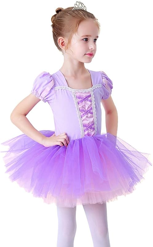 REXREII Toddler Girls Princess Ballerina Tutu Dress Rapunzel Sofia Snow White Frozen Elsa Fancy Dress Up Halloween Costume