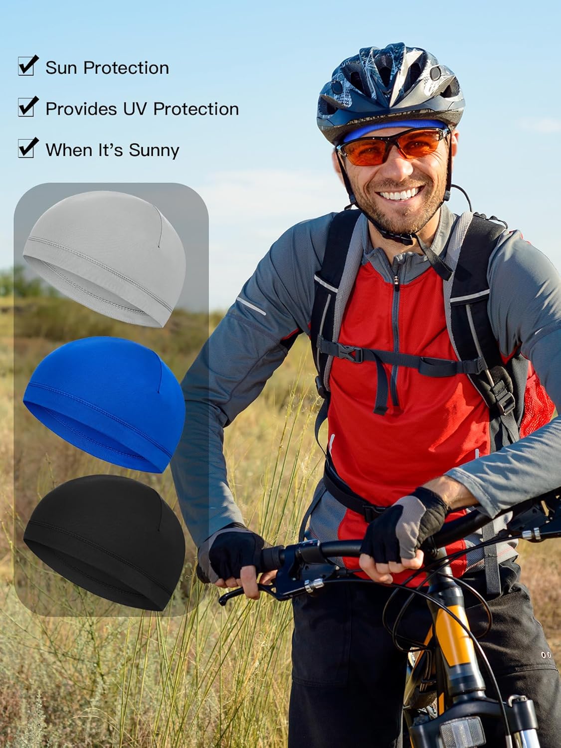 Boao 6 Pieces Cooling Skull Caps Helmet Hard Hat Liner Sweat Wicking Running Beanie Cycling for Men Women