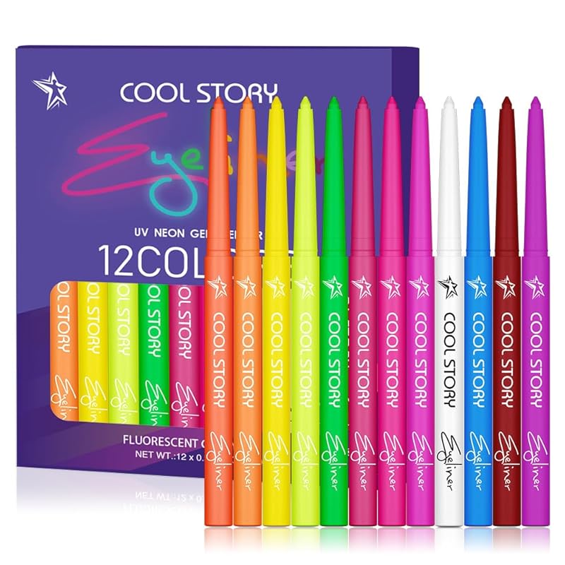 COOL STORY 12 Color Glossy Eyeliner Gel Pencil Eyebrow Pen Eye Makeup Waterproof Smudge Proof Long Lasting