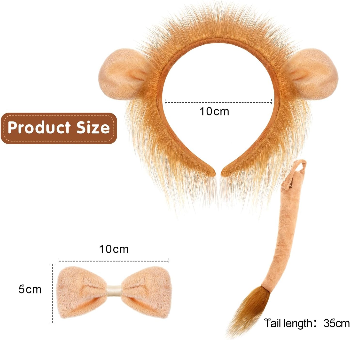 Geyoga Halloween Lion Costume Set Lion Animal Ears Headband Gloves Tail Bow Tie Gold Tutu Skirt Animal Fancy Costume Kit Accessories for Girls