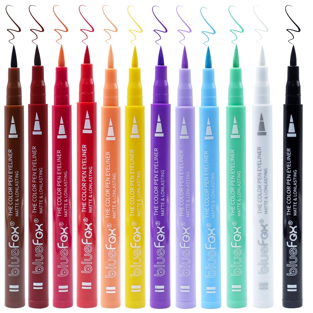 Colorful Eyeliner Kit, Waterproof Liquid Eyeliner, Neon Makeup, 12pcs