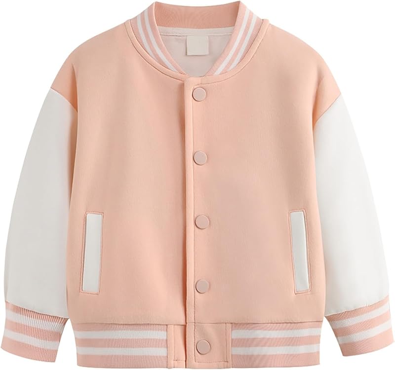 Toddler Baby Boy Girl Baseball Jacket Y2 Varsity Bomber Jackets Print Color Block Button Letterman