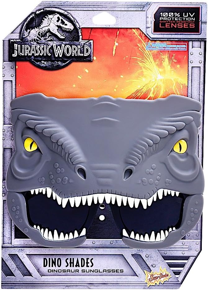 SunStaches Jurassic World Blue Raptor Costume Sunglasses, Party Favors, UV400, Gray one size fits most