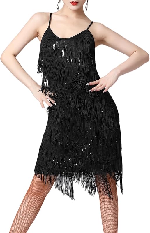 ECDAHICC Women’s Dresses Flapper Dresses 20s Gatsby with All-Over Fringe Mini Dresses