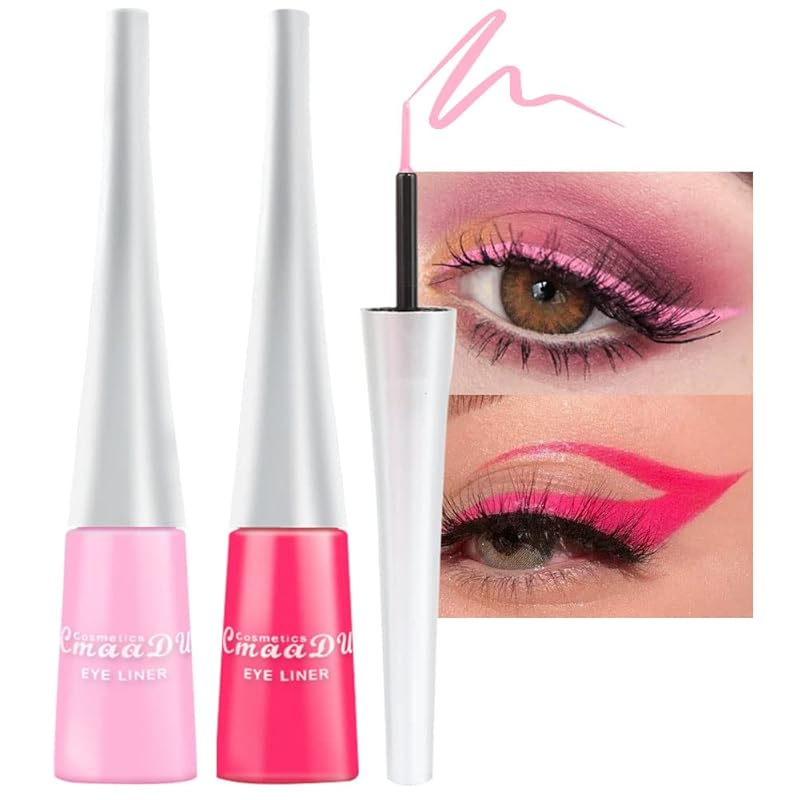 evpct 2Pcs White Black Liquid Eyeliner Set Waterproof White Eye Liners for Women Eyes Wing Eyeliner Stamps Shapes Colored Eyeliner delineador de ojos a prueba de agua contra el agua blanco para ojos