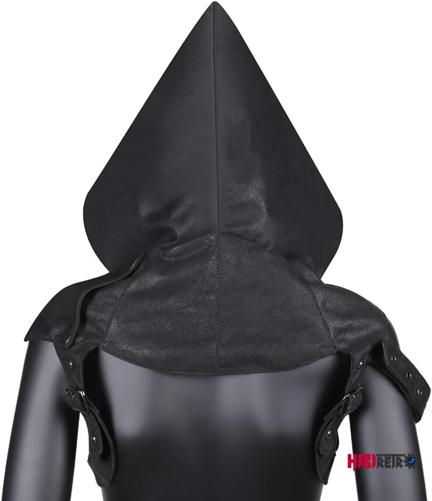 Steampunk Rogue Cowl Hat with Adjustable Arms Buckles, Unisex Adults Costume Hooded Cape for Cosplay Halloween Dress Up and Daily Wear - Black
