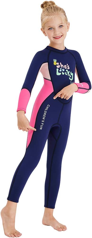 Kids Girls Boys Wetsuit Full Body Neoprene Thermal Swimsuit 2.5MM for Toddler Youth Children Teen, Long Sleeve Child Scuba Diving Surf Suit One Piece Sun Protection for Water Sports