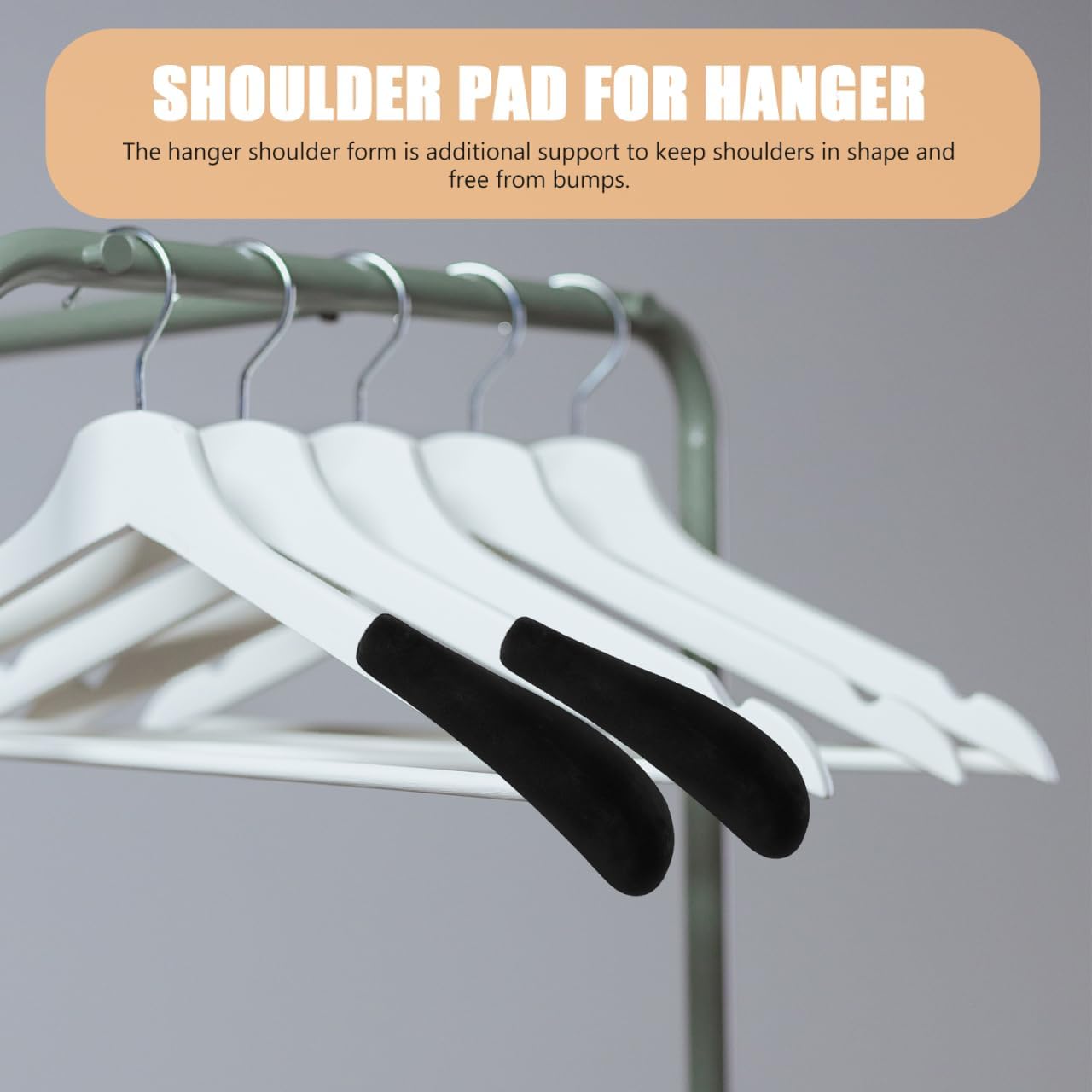 DOITOOL 10Pcs Velvet Hangers Shoulder Form Hanger Shoulder Pads Black Hanger Shoulder Protectors 0.2 Inch Wide Non-Slip Hanger Shoulder Shaper for Velvet Flocking Hangers
