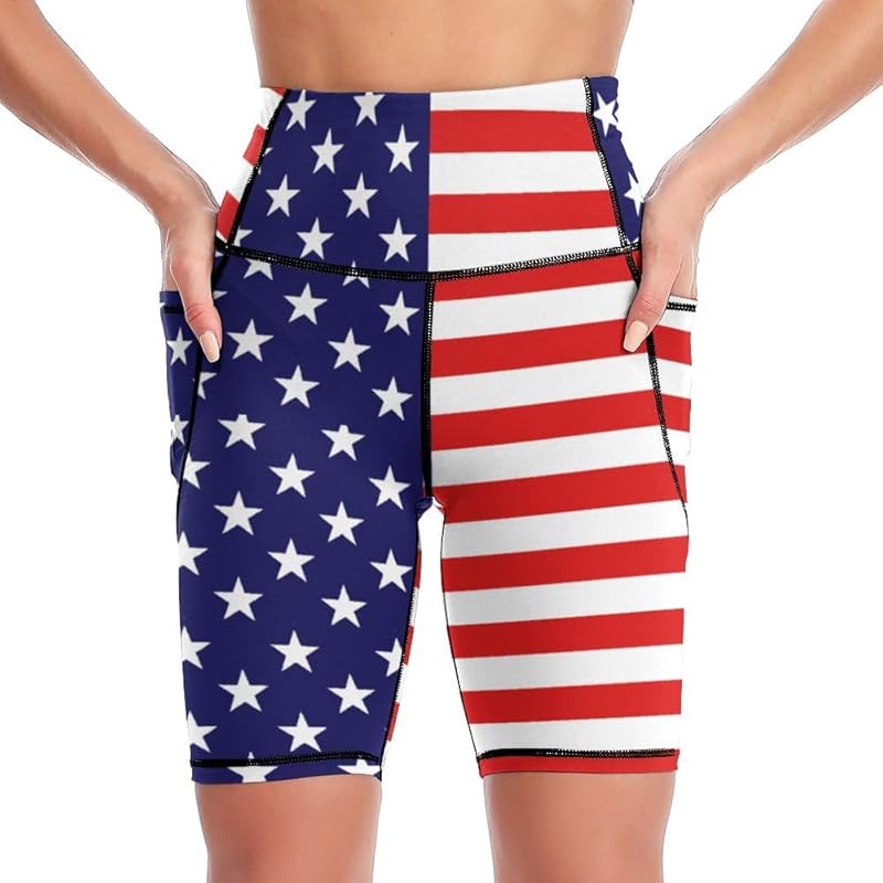 High Waist Workout Yoga Shorts for Women with Pockets Tummy Control Yoga Leggings Running Gym Biker Shorts