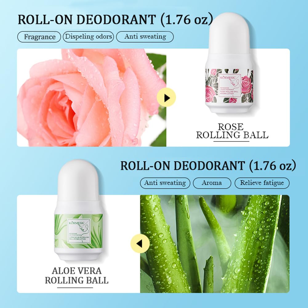 Aluminum Free Deodorant for Women, Mini Travel Size Body Antiperspirant for Women, Aloe Fresh Anti Sweat Roll-On Deodorant - 1.76 Oz