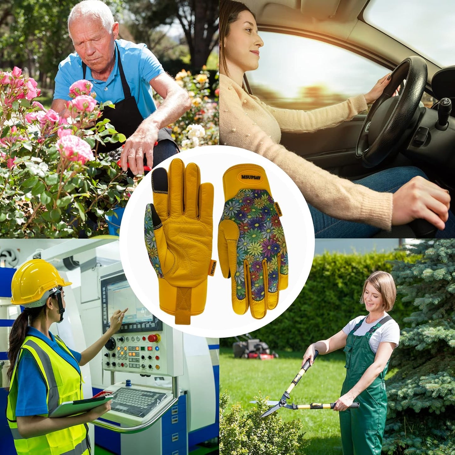 Thorn Proof&Puncture Resistant Gardening Gloves with Grip,Garden Gloves for Women, Leather Work Gloves,Gifts