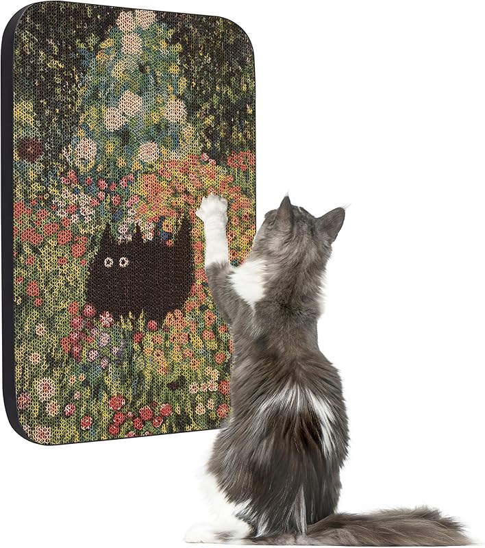 Art Cat Wall-Mountable Scratching Board 16.7x11x1 Inch Cat Wall Scratch Pad and Scratcher for Indoor Cats Furniture Protector（Flower Garden）