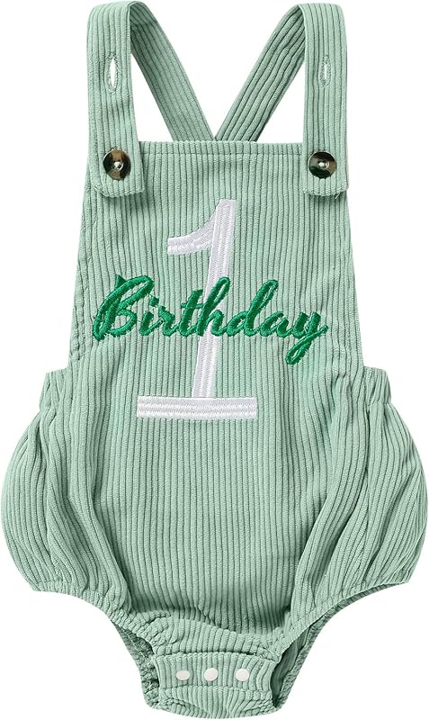 Baby Boys Girls 1st Birthday Romper Baby First Birthday Outfit Boy Solid Color Jumpsuit Cake Smash Outfit