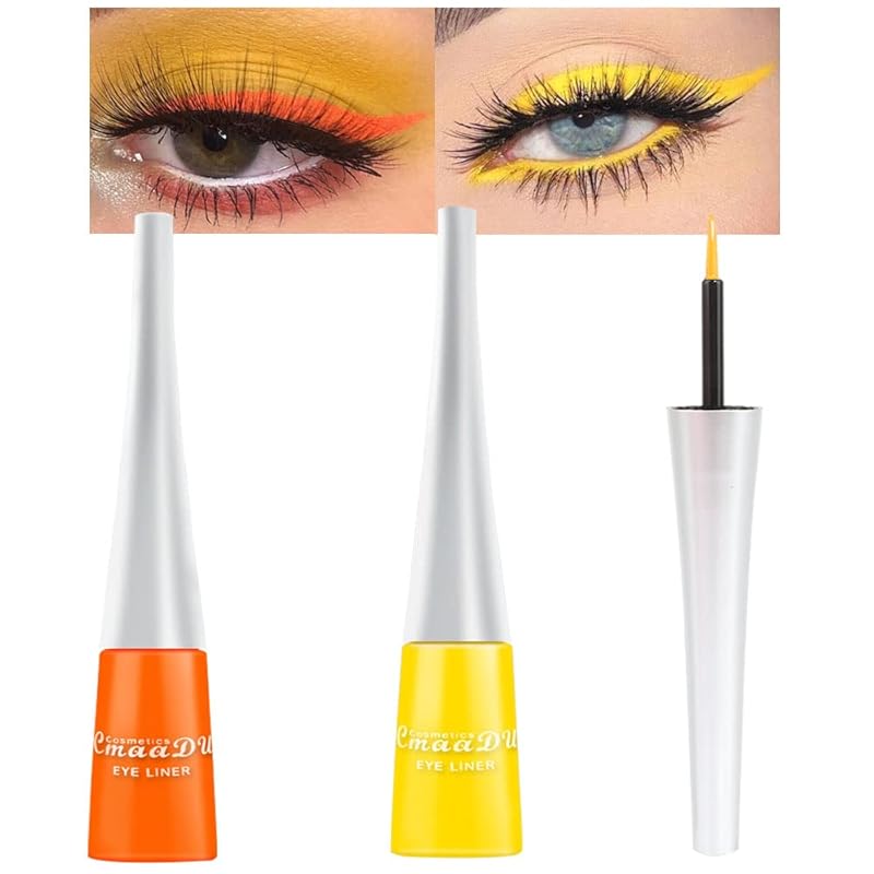 evpct 2Pcs White Black Liquid Eyeliner Set Waterproof White Eye Liners for Women Eyes Wing Eyeliner Stamps Shapes Colored Eyeliner delineador de ojos a prueba de agua contra el agua blanco para ojos