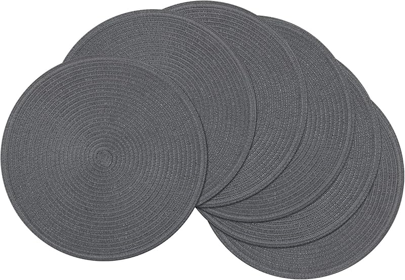 SHACOS Round Braided Placemats Set of 4 Round Table Mats for Dining Tables 15 inch Washable Kitchen Table Place Mats Indoor (Beige, 4)