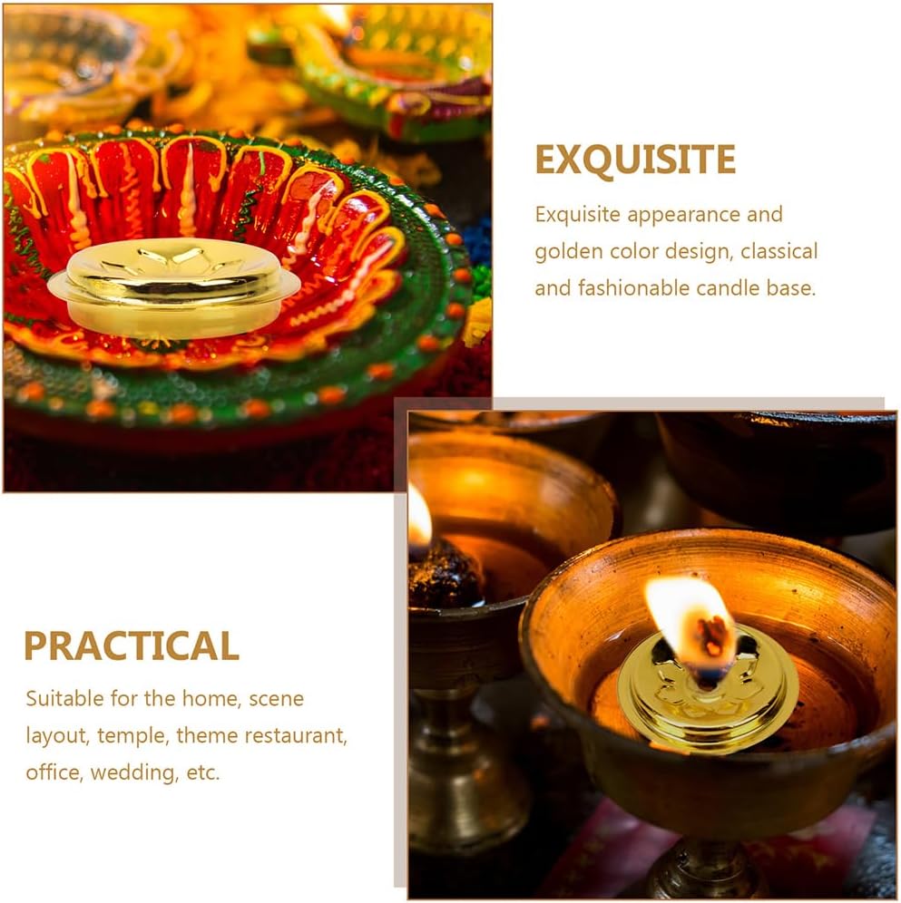 DOITOOL 15pcs Butter Lamp Oil Float Candle Holder Floating Wicks for Oil Candles Lamp Wick Holders Wick Floating Disc Stand Butter Lamp Holder Floating Wicks Stand Metal Wicks Disc Tray