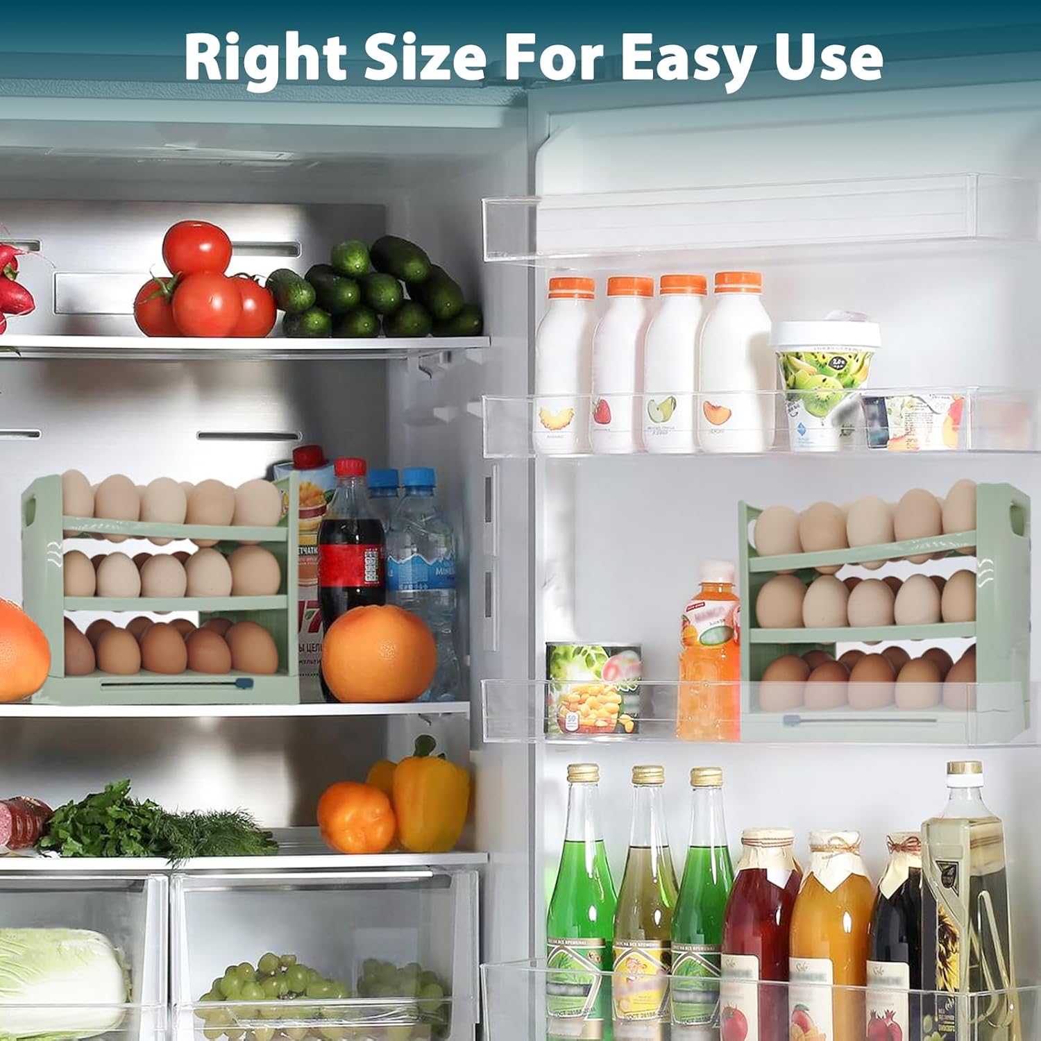 Egg Holder for Refrigerator, 30 Grid Egg Tray 3 Layer Organizer Bins Reusable Egg Container for Refrigerator Side Door Plastic - TrendyLookz