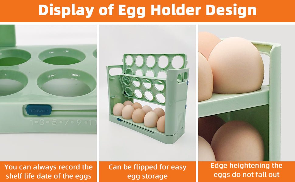 Egg Holder for Refrigerator, 30 Grid Egg Tray 3 Layer Organizer Bins Reusable Egg Container for Refrigerator Side Door Plastic - TrendyLookz