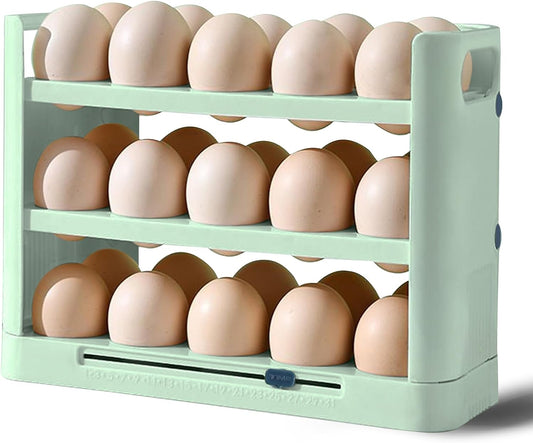 Egg Holder for Refrigerator, 30 Grid Egg Tray 3 Layer Organizer Bins Reusable Egg Container for Refrigerator Side Door Plastic - TrendyLookz