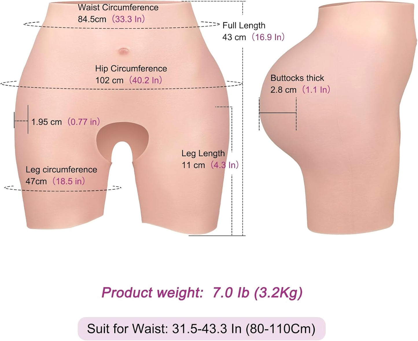 EQAIWUJIE Silicone Butt Pants Hip Enhancer Silicone Panties for Crossdresser Apparel Male to Female - TrendyLookz