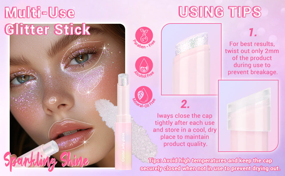 Crystal Hydrating Jelly Stick Eyeshadow Stick, Glitter Makeup Jelly Shimmer Eye Shadow Crayon, Lightweight Eye Brightener Makeup Glitter Eye Shadow (Multicolor, 4 colors)