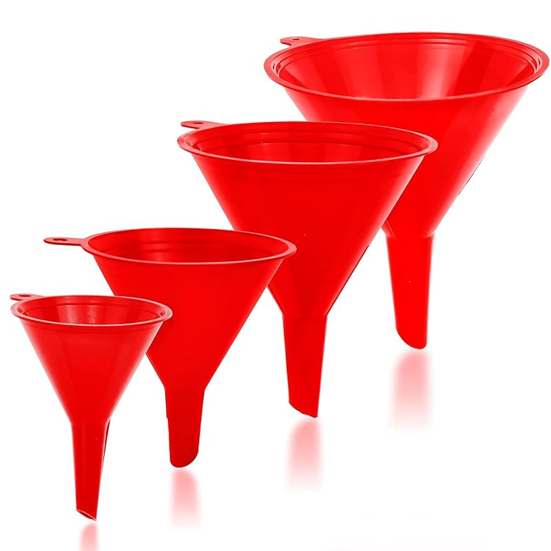 Liqvee Funnel Blue in 4 Different Sizes (122, 101, 76 & 50mm) Durable & Non-Toxic Food Grade Plastic -Funnels for Filling Bottles or Containers – Ideal for Kitchen, Garage & Labs (Blue)