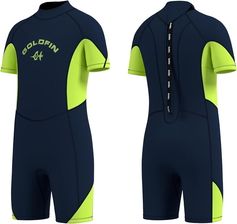 Goldfin Kids Wetsuit, Boys Girls 3mm Wet Suits Youth Toddler Neoprene Back Zip Keep Warm for Cold Water Swimming Diving Snorkeling Surfing Paddleboarding