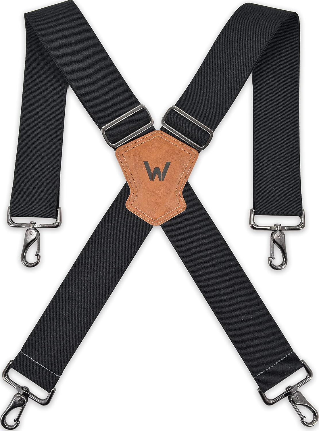 WELKINLAND 2Inch-Wide Full Elastic Suspenders, Heavy Duty Men's Work Suspenders with Hooks