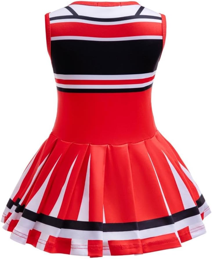Dressy Daisy Girls Cheerleader Cheerleading Halloween Cheer Costume Dress Up Outfit Uniform with Poms Poms and Socks