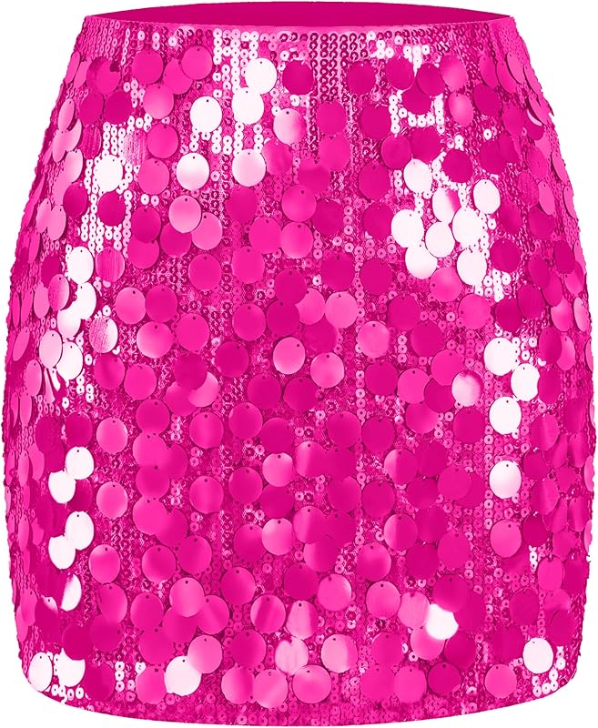 Maner Women's Sequin Skirt Sparkle Stretchy Bodycon Mini Skirts Night Out Party
