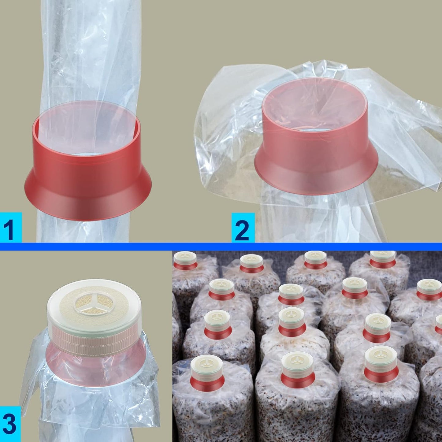 Biomed Solutions Mushroom Grow Bag Cap and Ring for Cultivating Sealing Cotton Filter Cover 40mm(Pack of 9)