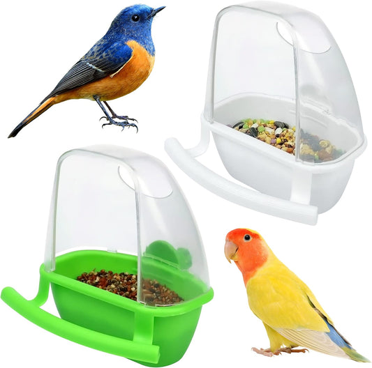 2Pcs Birds Water Dispenser, Parrot Feeder Hanging Bird Food Bowl, Cage Accessories for Parakeet, Budgies, Lovebirds