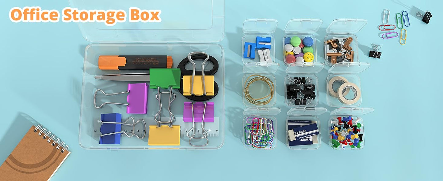 Mathtoxyz Bead Organizer Box, 62Pcs Small Bead Organizers and Storage Plastic Cases Mini Clear Bead Storage Containers Boxes with Hinged Lid and Rectangle for Bracelet Making DIY Jewelry Craft Nail