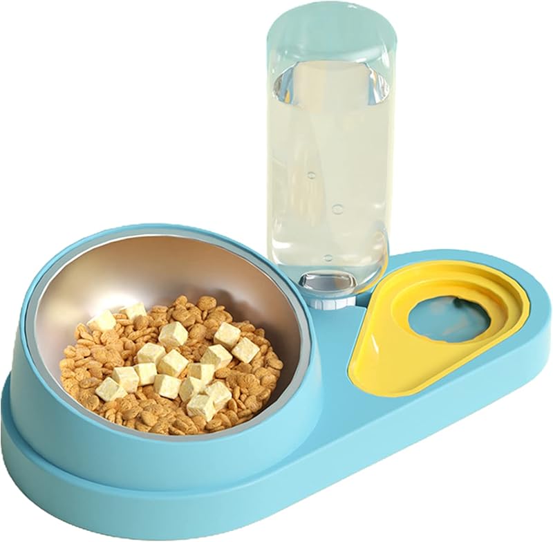 Dog Feeder Set Tilted Postures Cats Food Bowl Anti-Vomiting Raised Bowls with Water Dispenser Bottle Easy to