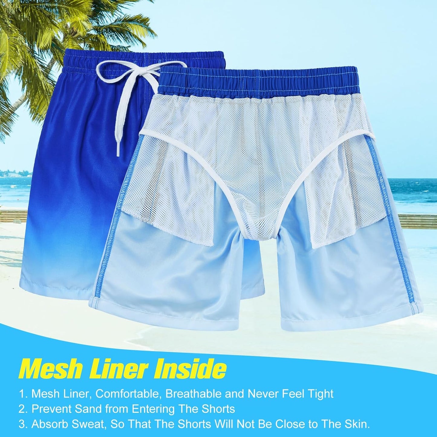 uideazone Boys Swim Trunks 3D Funny Print Surfing Board Shorts Quick Dry UPF 50+ Swimsuit Beachwear with Mesh Lining 2-12T