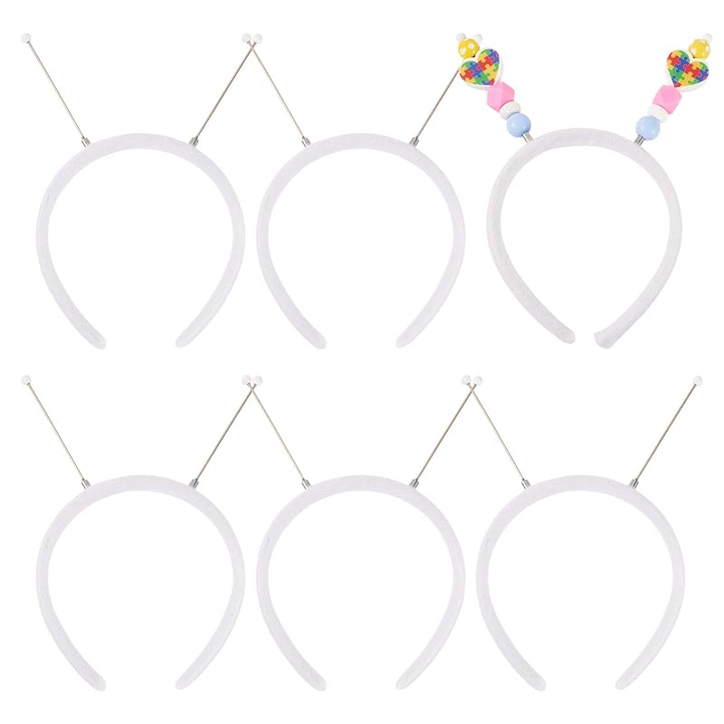 Beadthoven 5Pcs DIY Beadable Headbands Cute Fabric Wrapped Plastic Beaded Headbands Elastic Bead Headband for Women DIY Hair Accessories Party Birthday Christmas Decorations Hot Pink
