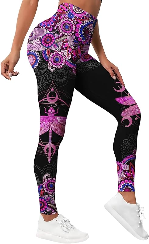 Leggings for Women Workout Funny Printed Gym Athletic Womens Yoga Pants Camo Print Legging Camouflage Floral Tropical Pants