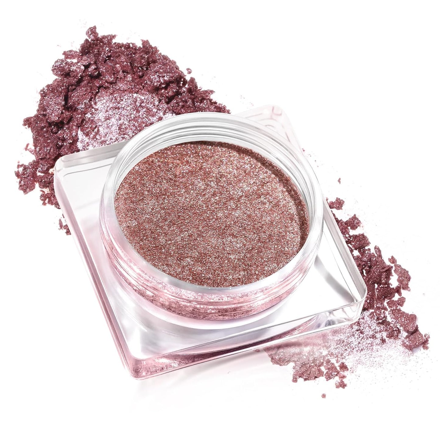 Single Shimmer Cream Eyeshadow, Rose Metallic Highly Pigmented Monochrome Eye shadow Palette, Blendable Sparkly Eye Glitter Waterproof Natural Mini EyeMakeup Brightener Highlighter for 24 hours makeup