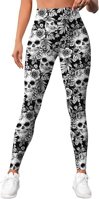 Leggings for Women Workout Funny Printed Gym Athletic Womens Yoga Pants Camo Print Legging Camouflage Floral Tropical Pants