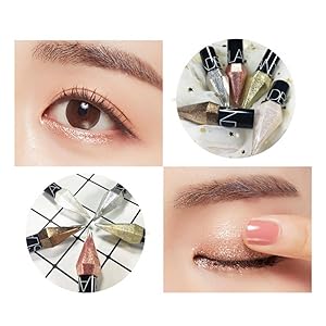 Go Ho Glitter Liquid Eyeliner Colorful Set,5 Colors Metallic Shimmer White Silver Gold Diamond Eye Liner,Glitter Eyeliner Eyeshadow Shine,Waterproof Long Lasting Glow Sparkle Eye Makeup