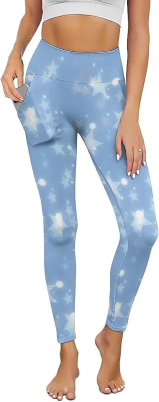 Poceacles Yoga Pants for Women with Pockets Full Length Workout Leggings High Waist Tummy Control Lounge Pants Activewear