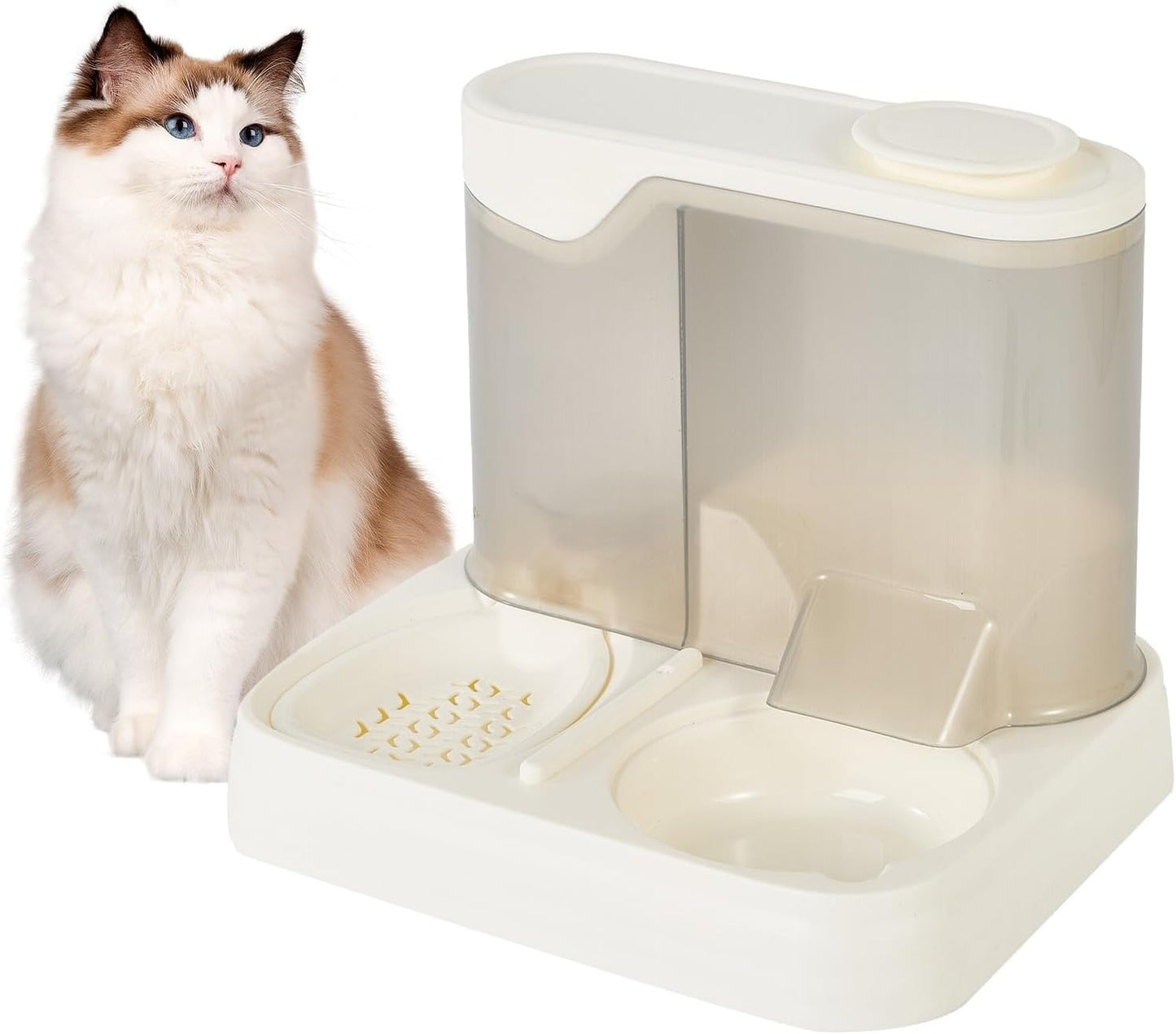 Gravity Pet Feeder and Water Dispenser Set, Automatic Dog Feeder and Dog Water Dispenser for Dogs Cats Pets Animals Large Capacity (White)
